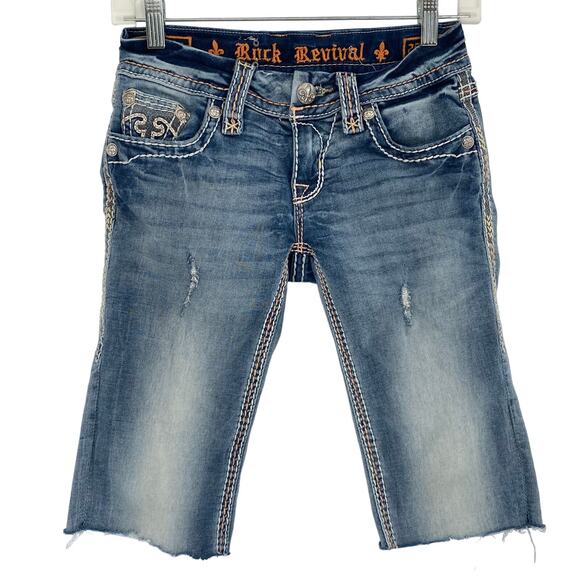 Rock Revival Jacklyn Cuff Skinny Cut Off Bermuda Shorts Size 25 - Picture 1 of 8